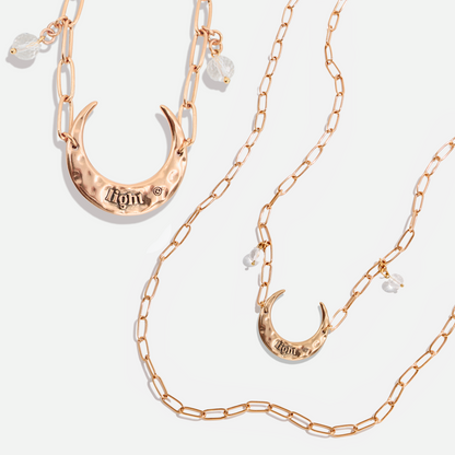 Light Crescent Moon Long Chain Necklace