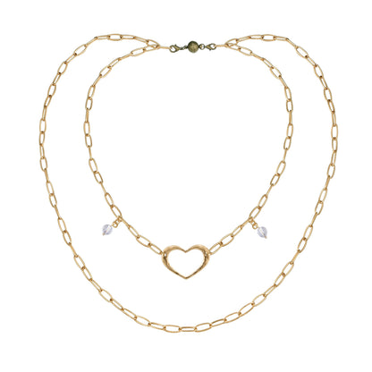Love Open Heart Long Chain Necklace