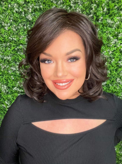 NATALIE – Luxury Wig by Chic Lifestyle Shown in Espresso Brown.