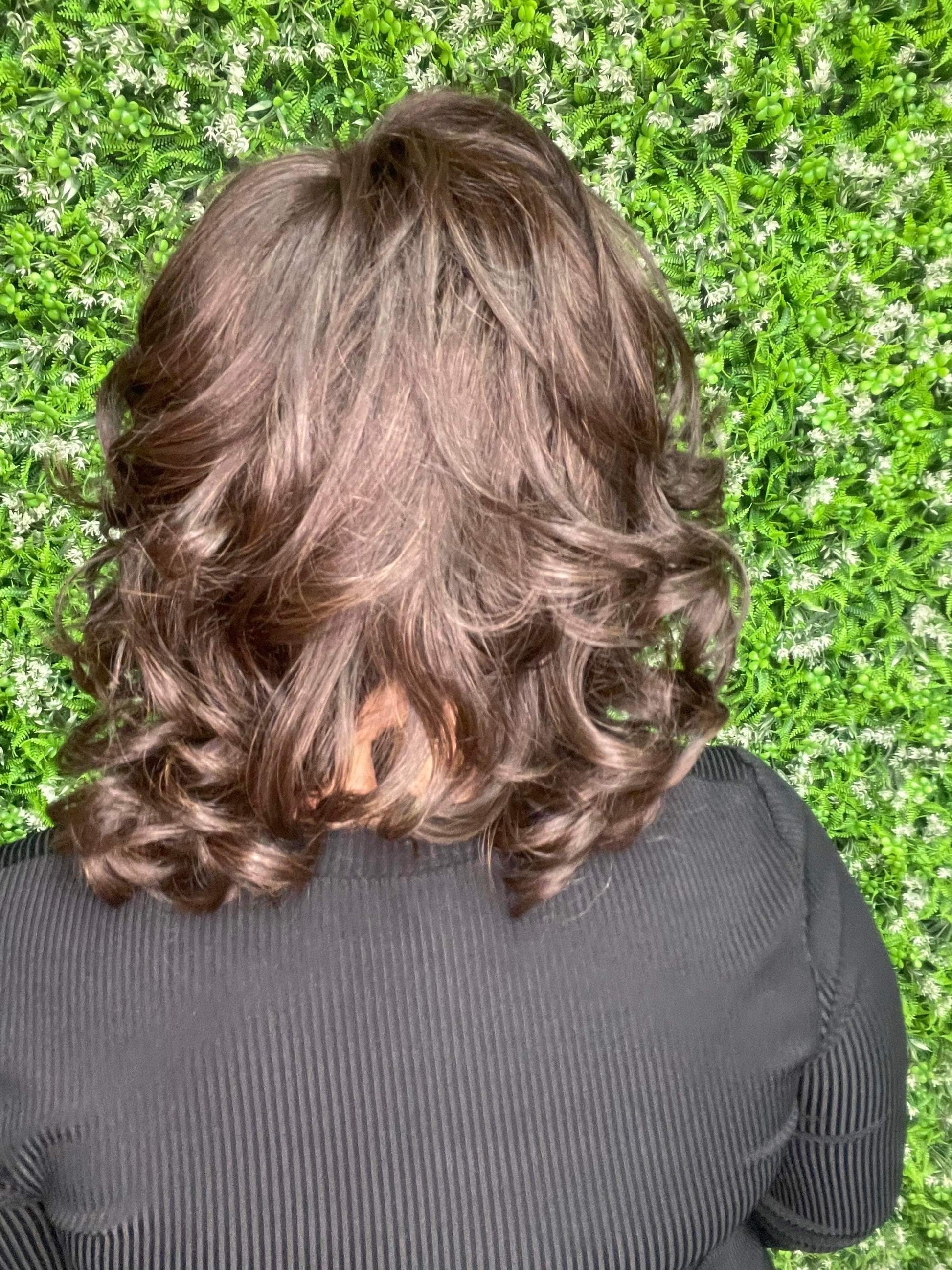 NATALIE – Luxury Wig by Chic Lifestyle Shown in Espresso Brown.