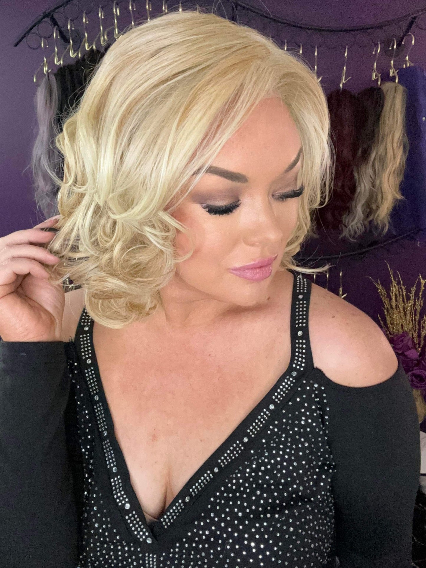 NATALIE – Luxury Wig by Chic Lifestyle Shown in Golden Sunlight.