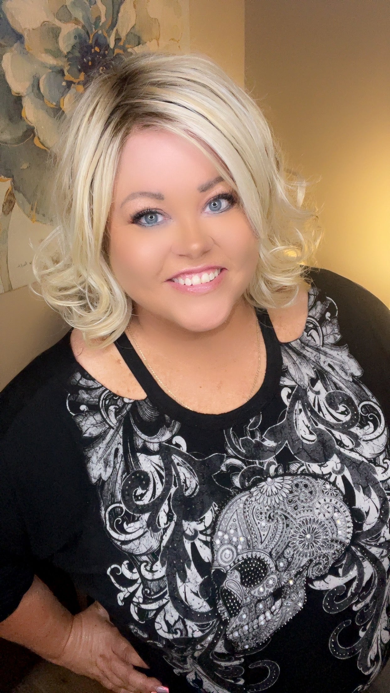 NATALIE – Luxury Wig by Chic Lifestyle Shown in Platinum Princess.