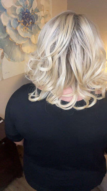 NATALIE – Luxury Wig by Chic Lifestyle Shown in Platinum Princess.