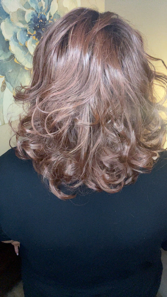 NATALIE – Luxury Wig by Chic Lifestyle Shown in Red Auburn.