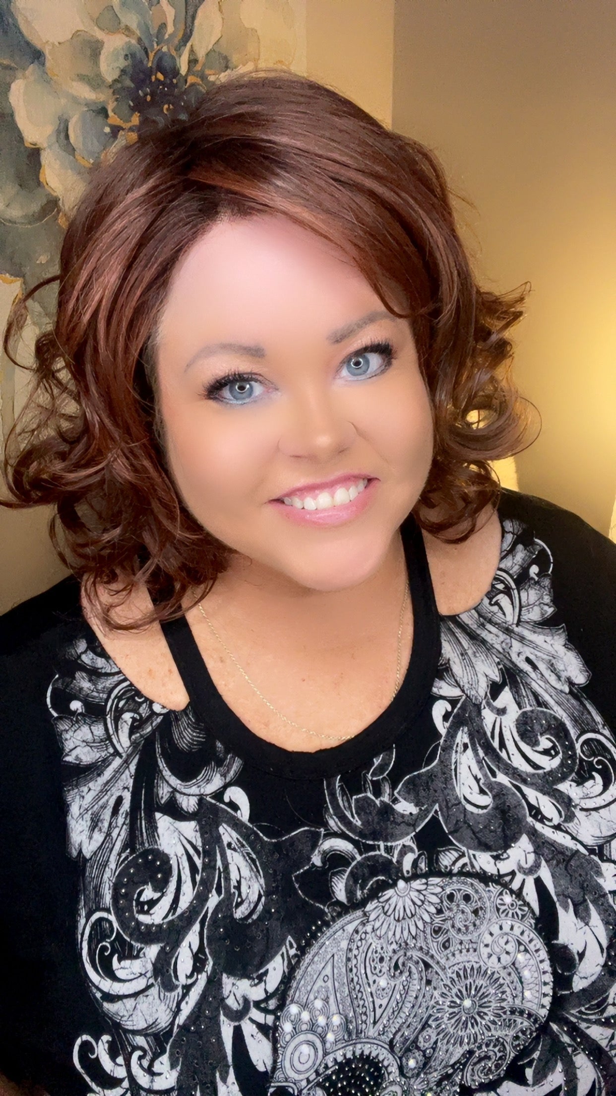 NATALIE – Luxury Wig by Chic Lifestyle Shown in Red Auburn.