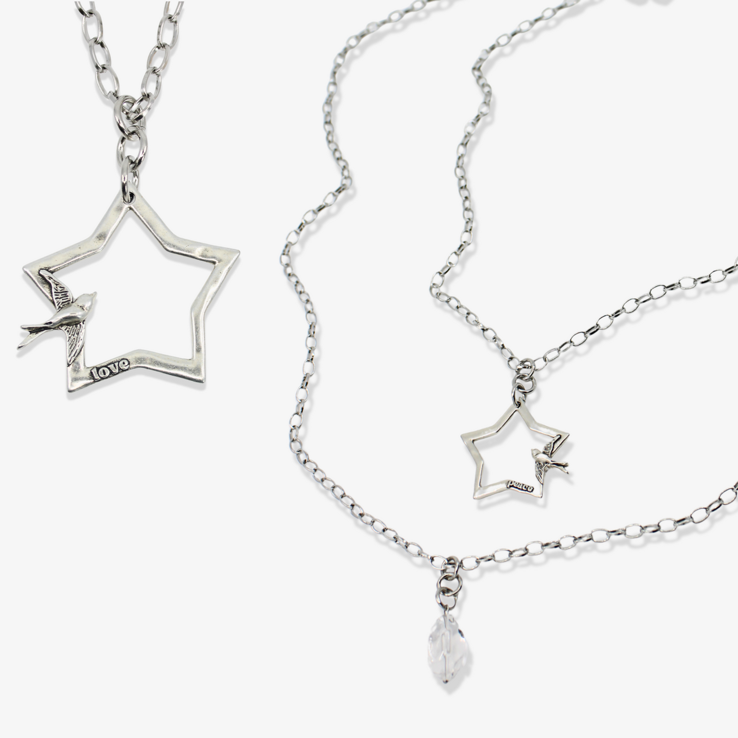 Peace & Love Star and Bird Original Lite Necklace
