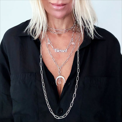 Grateful Crescent Moon Klink Necklace