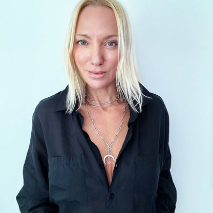 Grateful Crescent Moon Klink Necklace