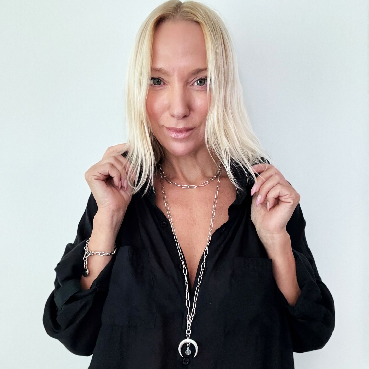 Grateful Crescent Moon Klink Necklace