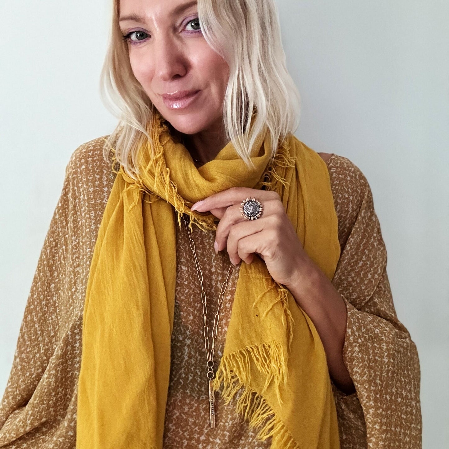 Have Faith Sunflower Inspire Adjustable Ring