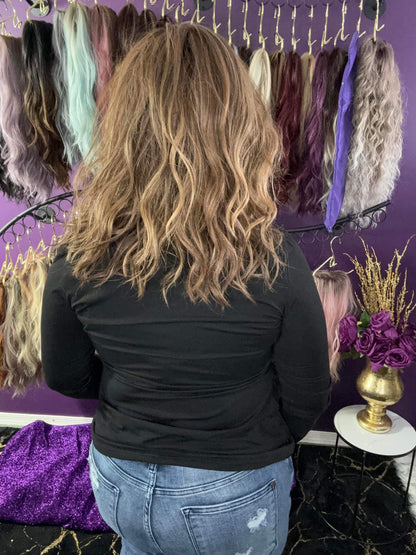 TINA – Luxury Wig by Chic Lifestyle Shown in Mocha.