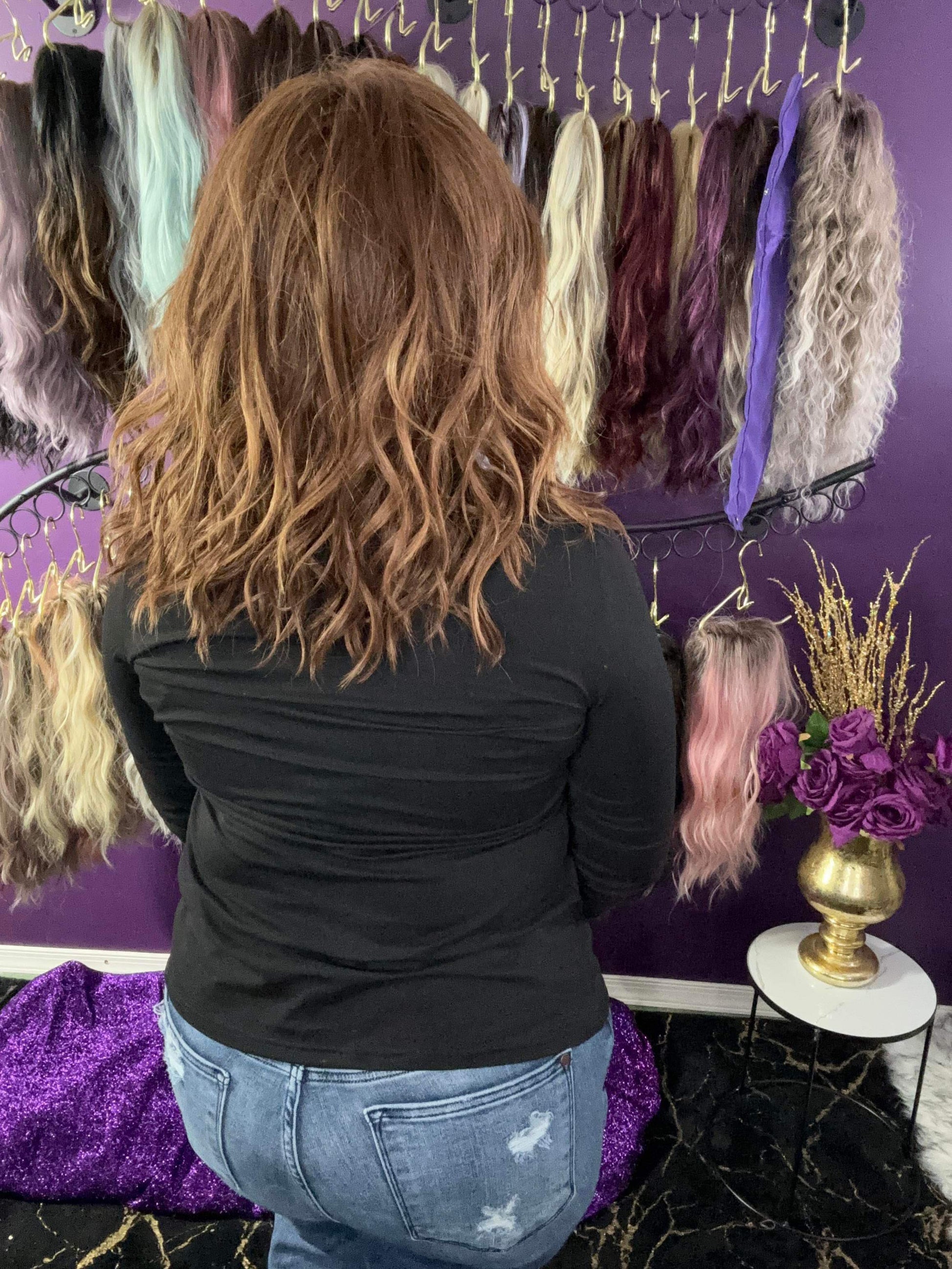 TINA – Luxury Wig by Chic Lifestyle Shown in Strawberry Auburn.