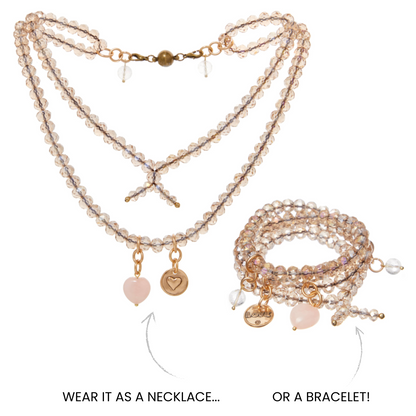 Love Heart Crystal Boho Wrap Bracelet/Necklace