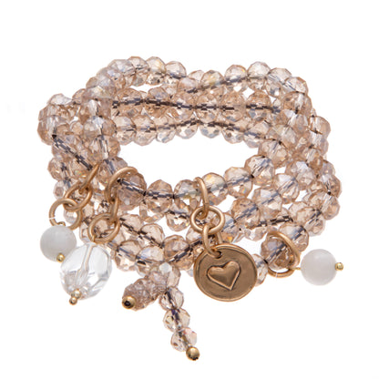 Believe Heart Crystal Boho Wrap Bracelet/Necklace