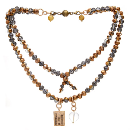 Embrace the Unknown Heart Crystal Boho Wrap Bracelet/Necklace