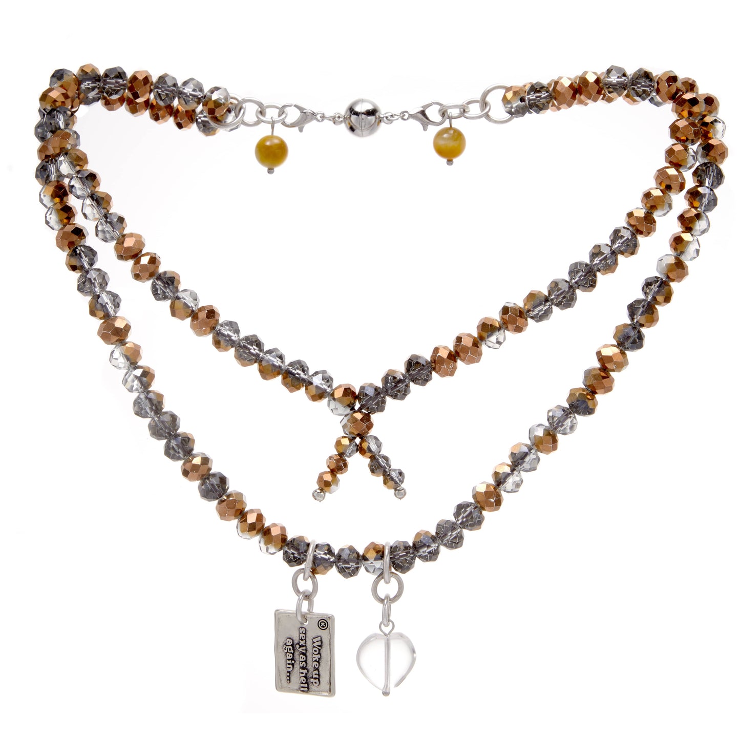 Woke Up Sexy As Hell Again Heart Crystal Boho Wrap Bracelet/Necklace