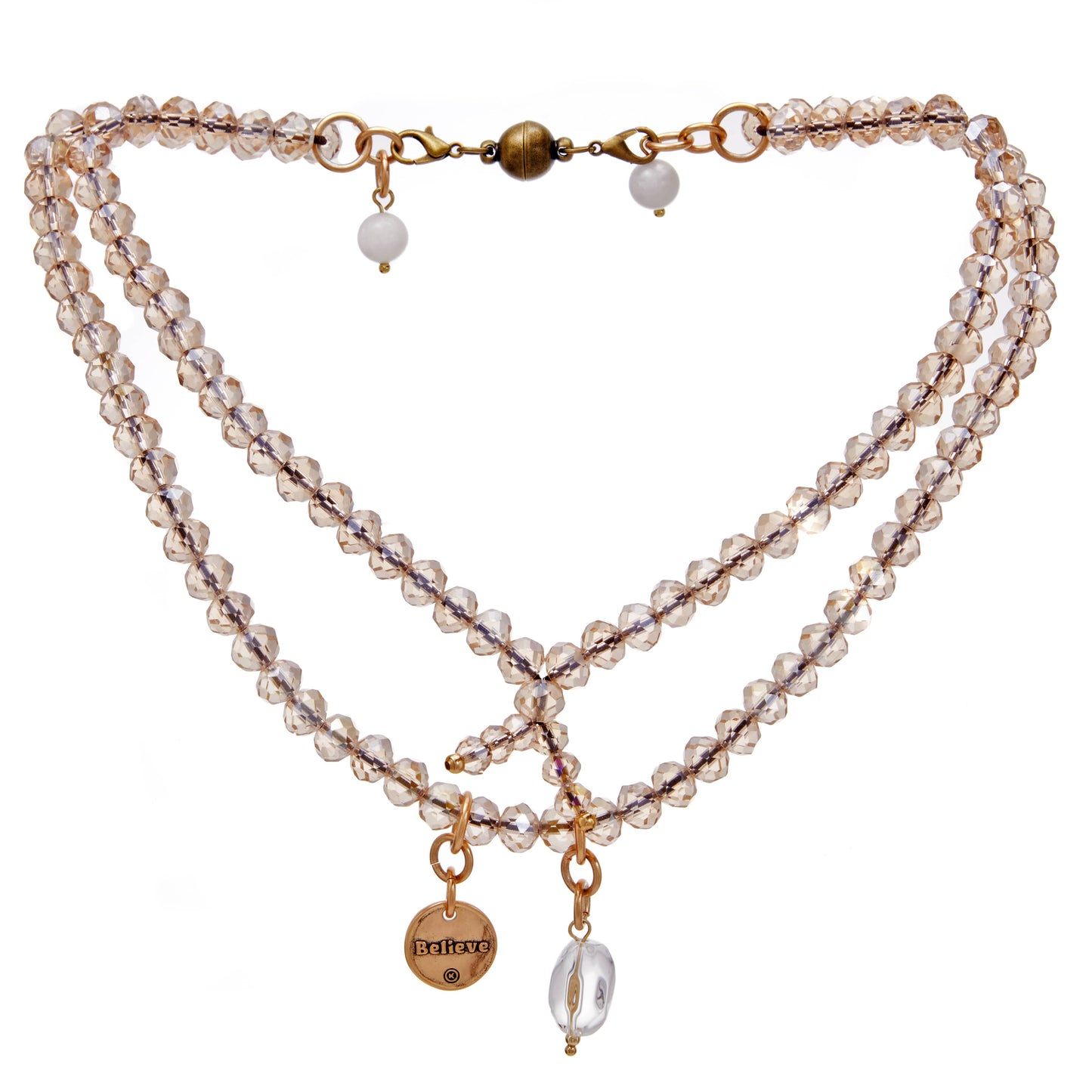 Believe Heart Crystal Boho Wrap Bracelet/Necklace