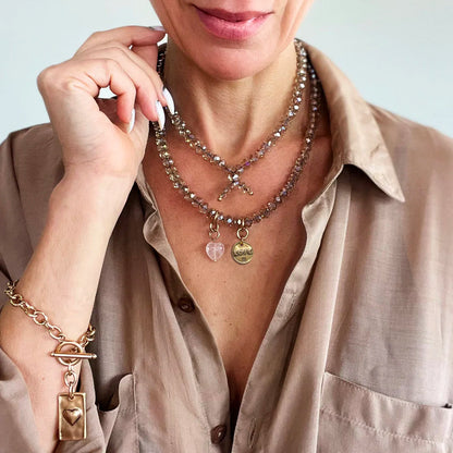 Love Heart Crystal Boho Wrap Bracelet/Necklace